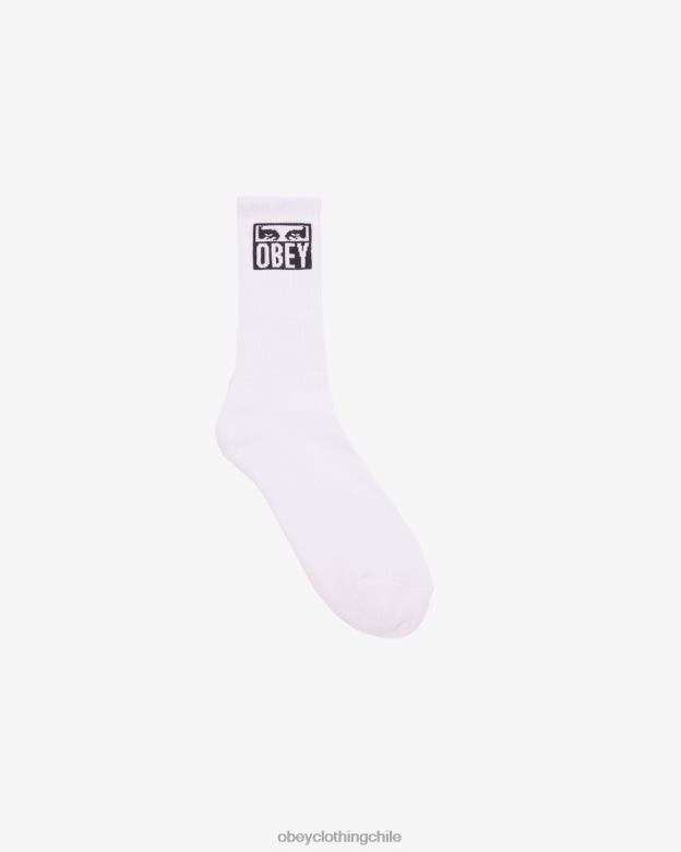 accesorios 40VX492 hombres icono de ojos calcetines OBEY blanco