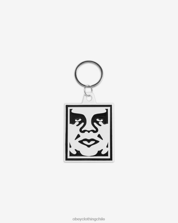 accesorios 40VX493 hombres llavero metálico icono OBEY blanco