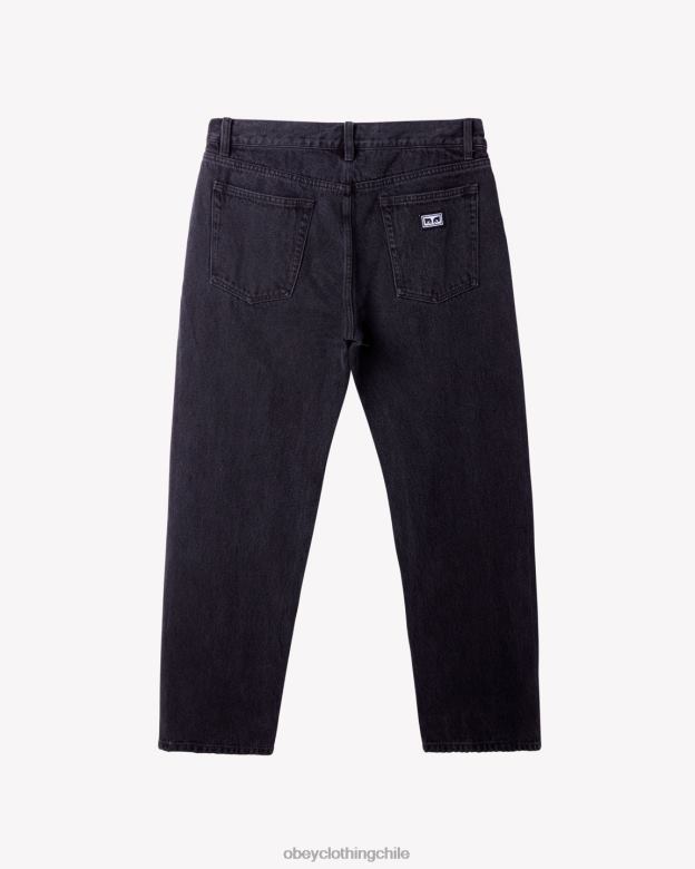 ropa 40VX61 hombres mezclilla de trabajo duro OBEY negro descolorido