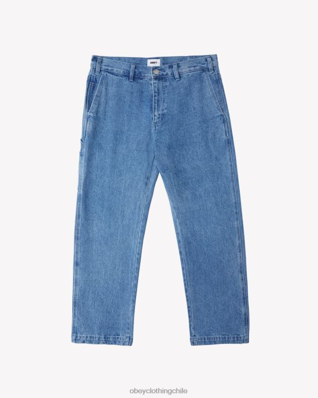 ropa 40VX65 hombres mezclilla de carpintero trabajadora OBEY índigo claro