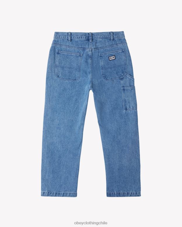 ropa 40VX65 hombres mezclilla de carpintero trabajadora OBEY índigo claro