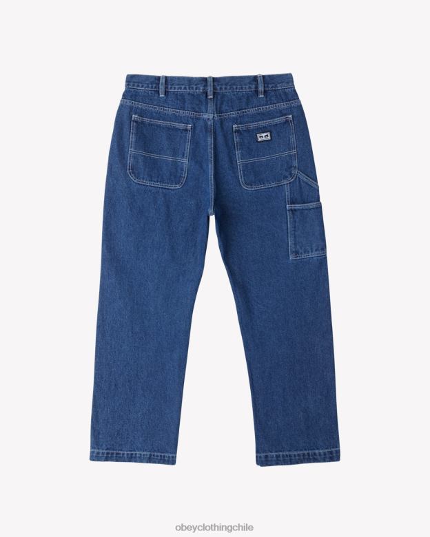 ropa 40VX66 hombres mezclilla de carpintero trabajadora OBEY índigo lavado a la piedra