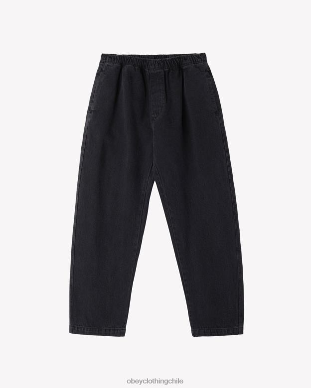 ropa 40VX68 hombres pantalón de mezclilla fácil OBEY negro descolorido