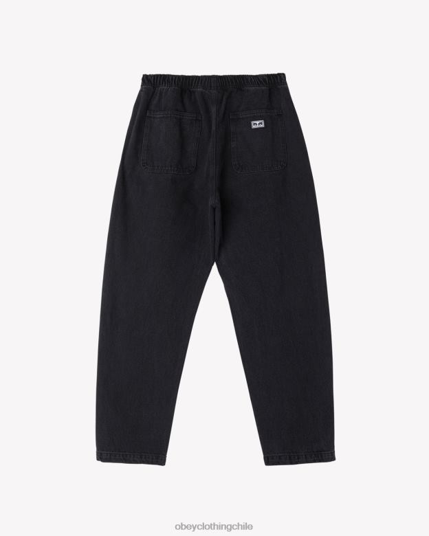 ropa 40VX68 hombres pantalón de mezclilla fácil OBEY negro descolorido