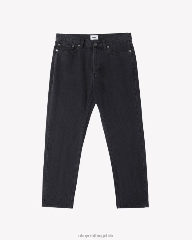 ropa 40VX71 hombres doblador de mezclilla OBEY negro descolorido