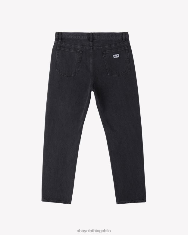 ropa 40VX71 hombres doblador de mezclilla OBEY negro descolorido