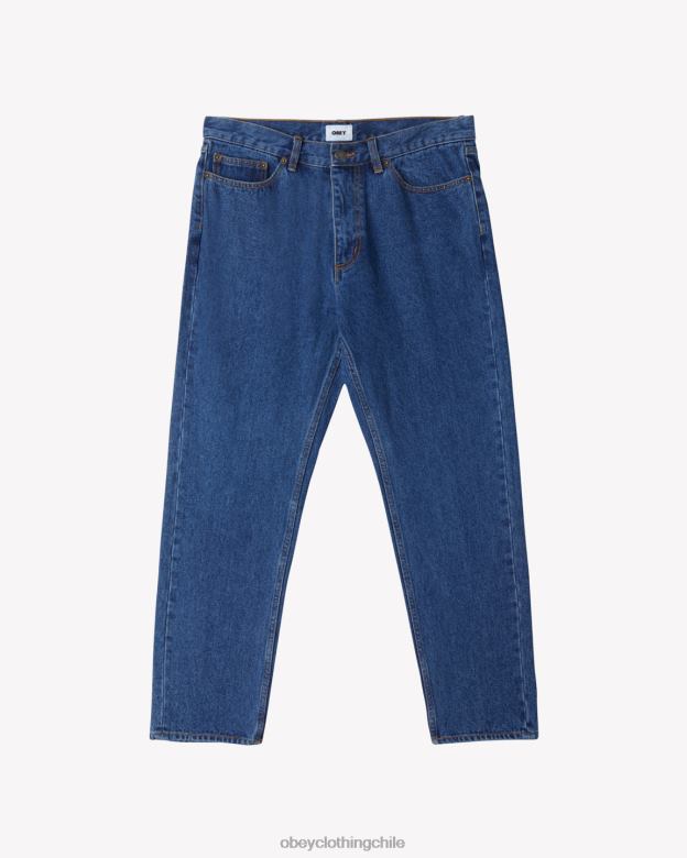 ropa 40VX73 hombres doblador de mezclilla OBEY índigo lavado a la piedra