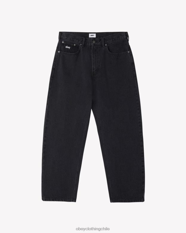 ropa 40VX77 hombres jean holgado OBEY negro descolorido