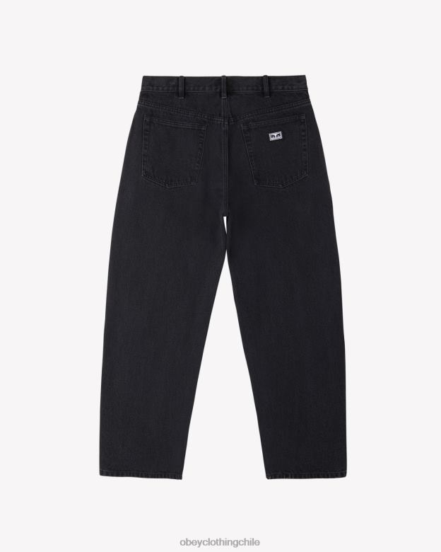 ropa 40VX77 hombres jean holgado OBEY negro descolorido