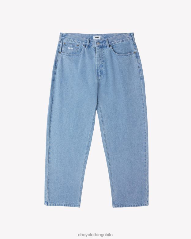 ropa 40VX78 hombres jean holgado OBEY índigo claro