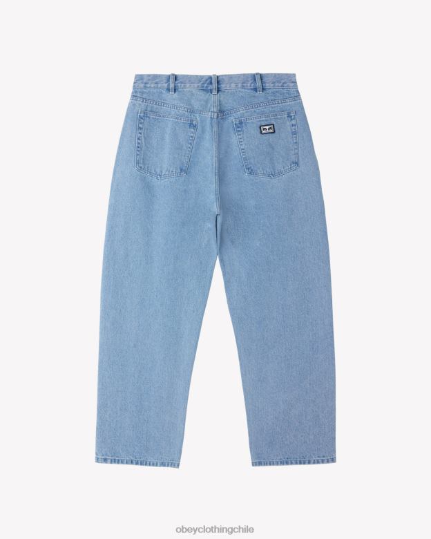 ropa 40VX78 hombres jean holgado OBEY índigo claro
