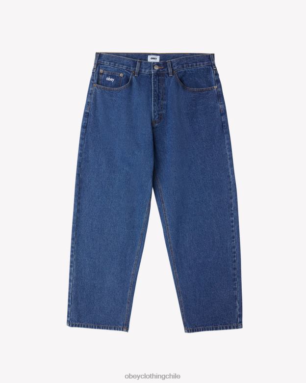 ropa 40VX80 hombres jean holgado OBEY índigo lavado a la piedra
