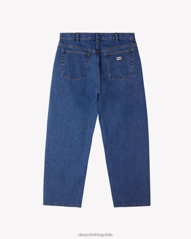 ropa 40VX80 hombres jean holgado OBEY índigo lavado a la piedra