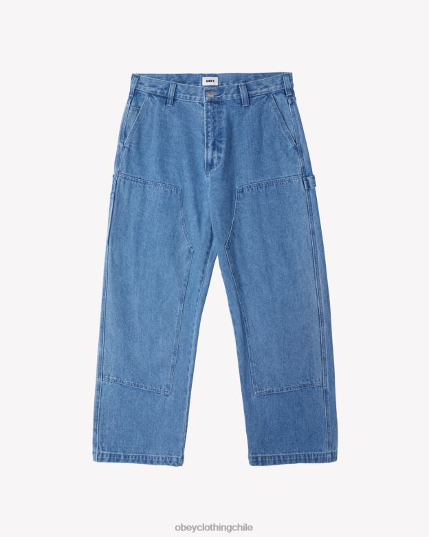ropa 40VX81 hombres jean carpintero pez gordo OBEY índigo claro