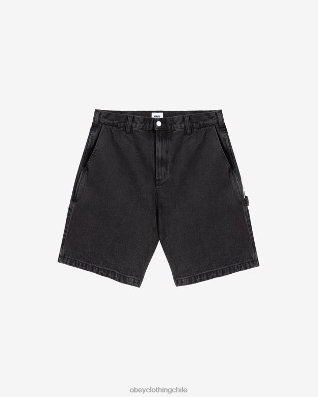 ropa 40VX87 hombres pintores carpintero denim corto OBEY negro polvoriento