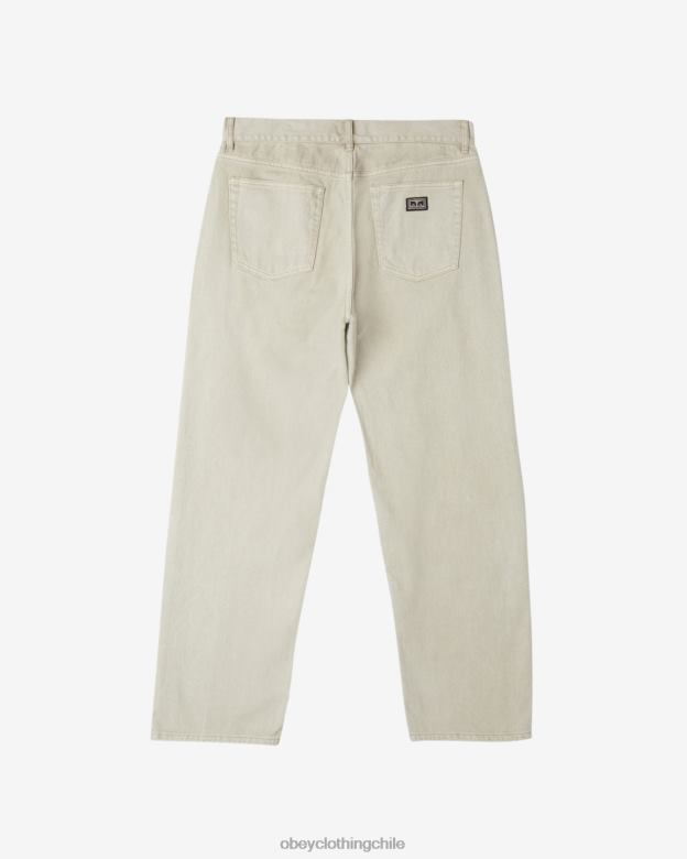 ropa 40VX90 hombres mezclilla con pigmentos trabajados OBEY pigmento gris plata