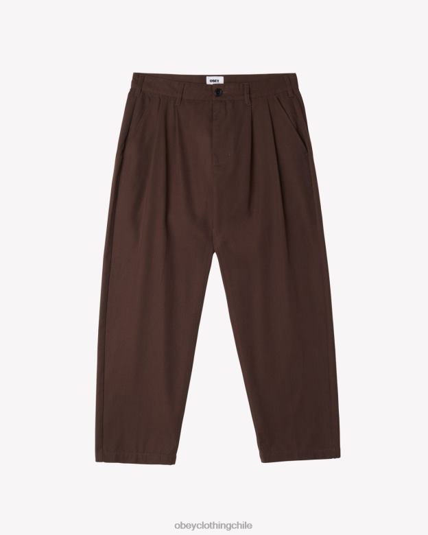 ropa 40VX13 hombres pantalón plisado fubar OBEY java marrón