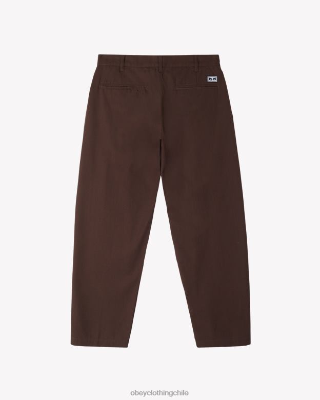 ropa 40VX13 hombres pantalón plisado fubar OBEY java marrón
