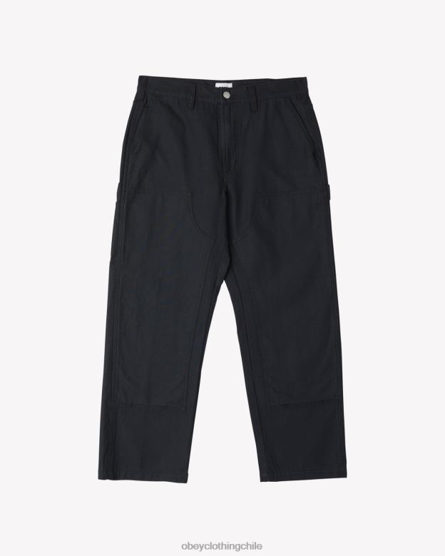 ropa 40VX15 hombres pantalones de sarga con doble rodilla big timer OBEY negro