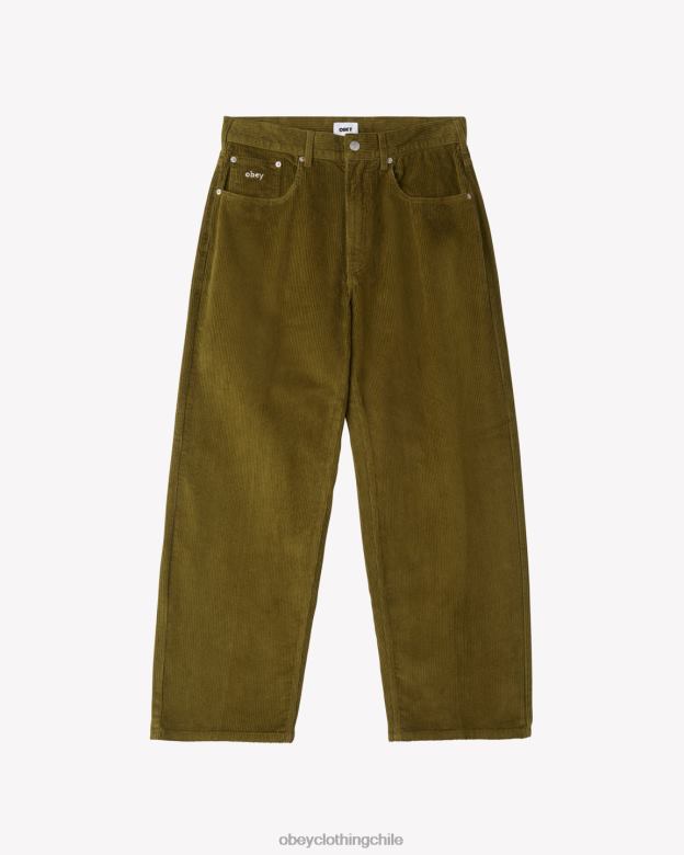 ropa 40VX21 hombres pantalones holgados de pana bigwig OBEY Musgo Verde