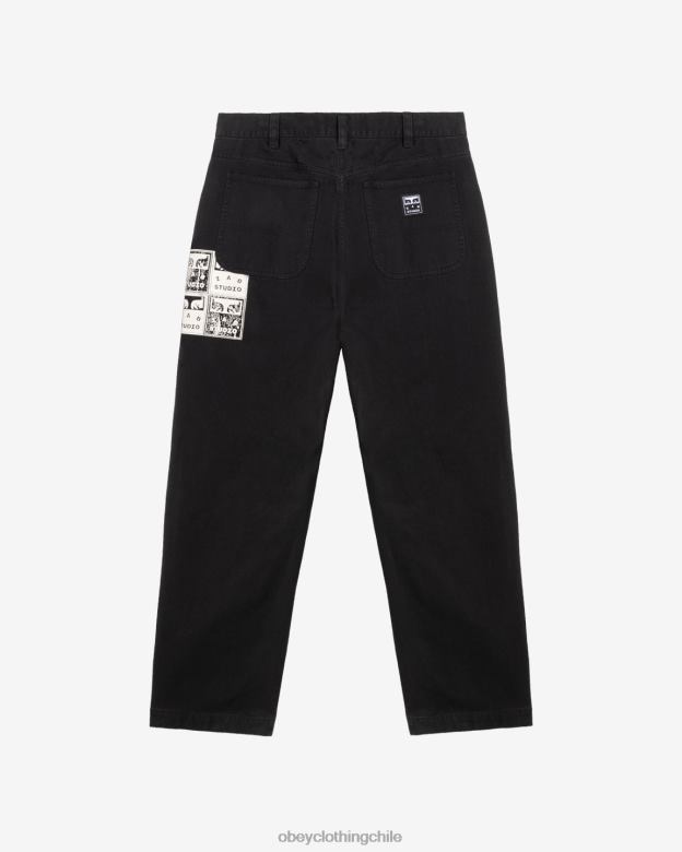 ropa 40VX22 hombres pantalón de carpintero poster OBEY antracita