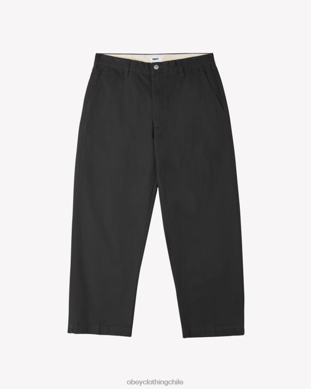 ropa 40VX36 hombres pantalón chino bigwig OBEY negro lavado