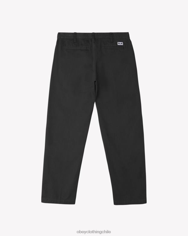 ropa 40VX40 hombres pantalón plisado de trabajo duro OBEY negro lavado