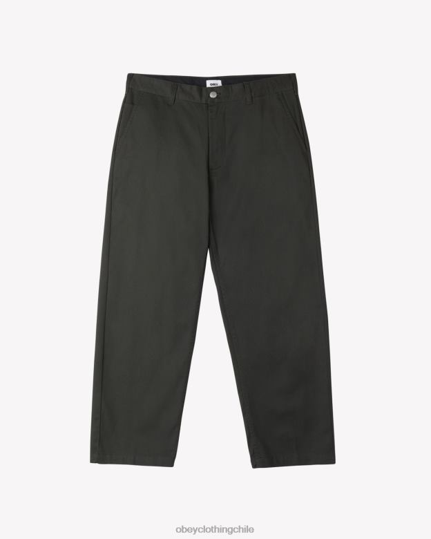 ropa 40VX46 hombres pantalón de trabajo duro OBEY negro lavado
