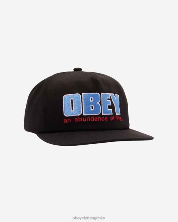 accesorios 40VX435 hombres snapback de 5 paneles de abundancia OBEY negro