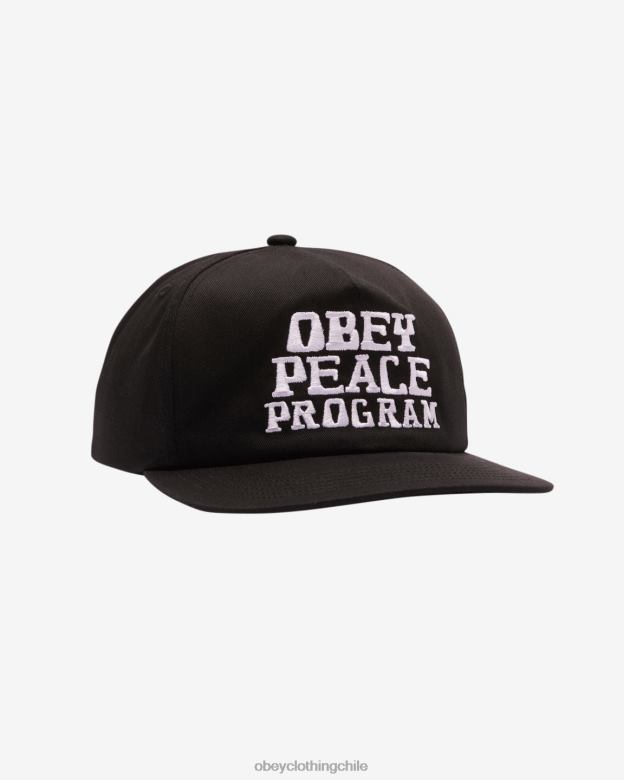 accesorios 40VX440 hombres programa de paz snapback de 5 paneles OBEY negro