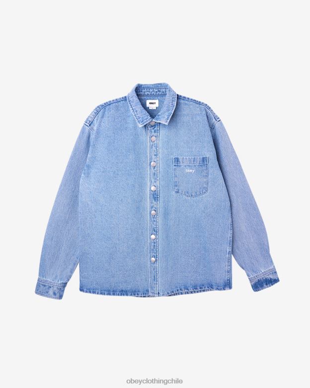 ropa 40VX132 hombres camisa magnolia OBEY índigo claro
