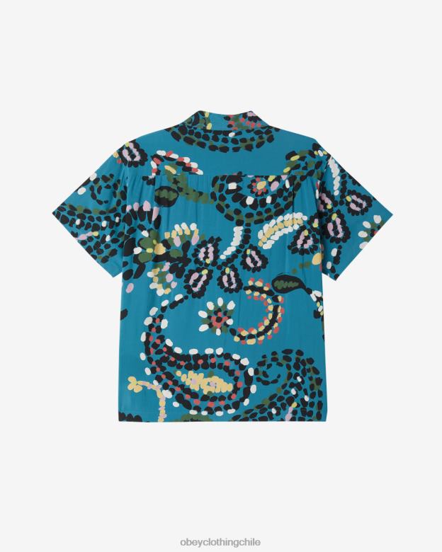 ropa 40VX142 hombres camisa con lunares paisley OBEY mosca del dragón multi