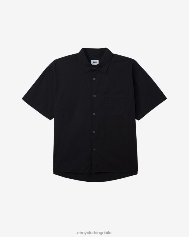 ropa 40VX146 hombres camisa de pigmento sully OBEY pigmento negro vintage