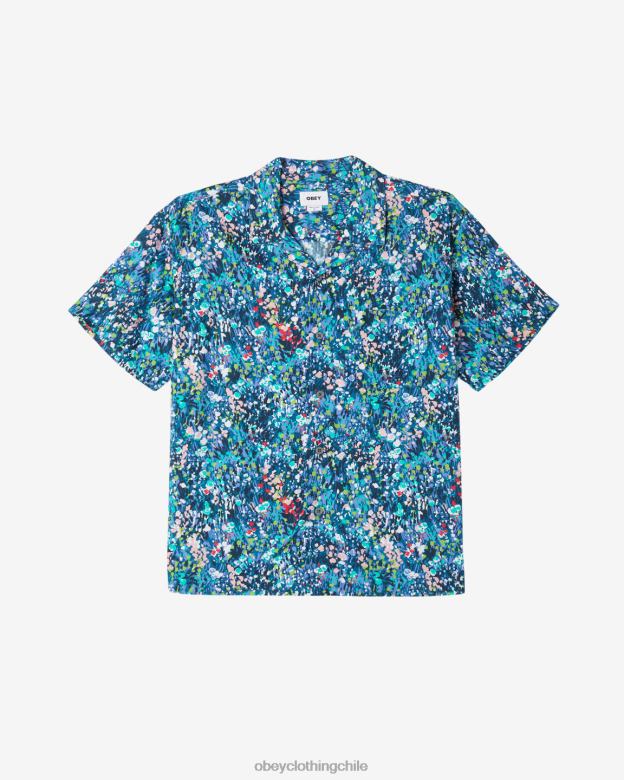ropa 40VX148 hombres la camisa del jardin OBEY azul verdoso multicolor