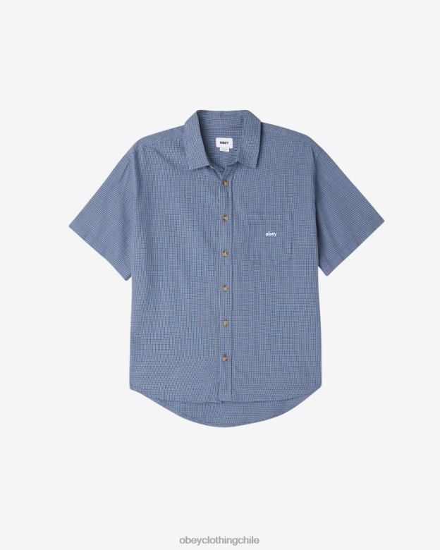 ropa 40VX149 hombres camisa a prueba de peces gordos OBEY corona azul multi