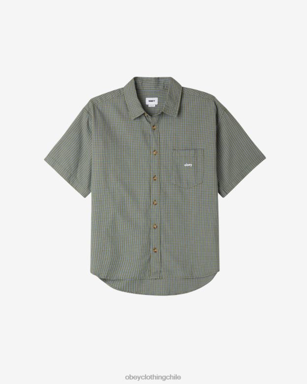ropa 40VX150 hombres camisa a prueba de peces gordos OBEY musgo verde multi