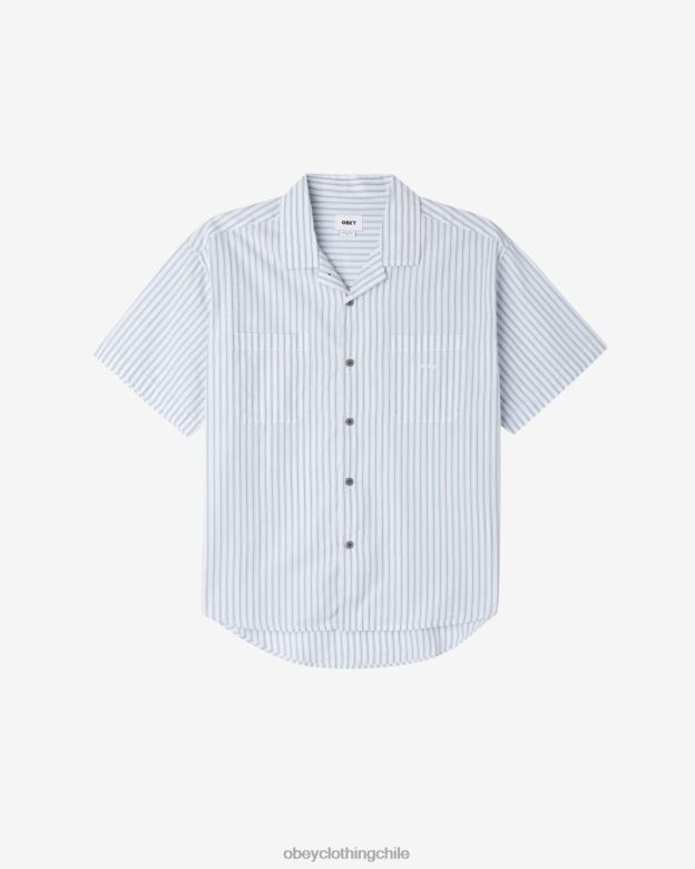 ropa 40VX151 hombres camisa a rayas de pez gordo OBEY bueno gris multi