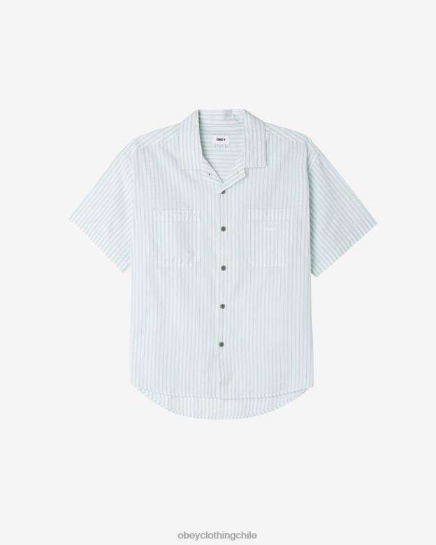 ropa 40VX152 hombres camisa a rayas de pez gordo OBEY spray de surf multi