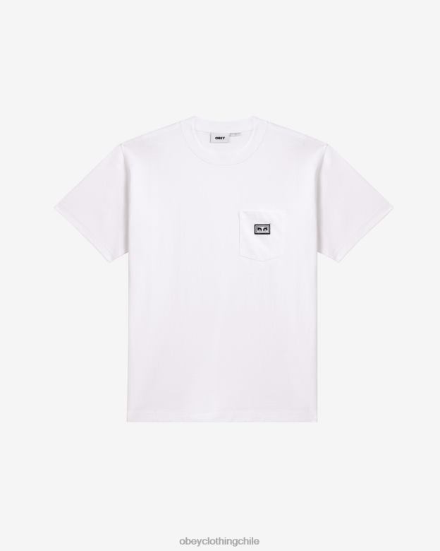 ropa 40VX101 hombres camiseta con bolsillo y ojos de est. works OBEY blanco