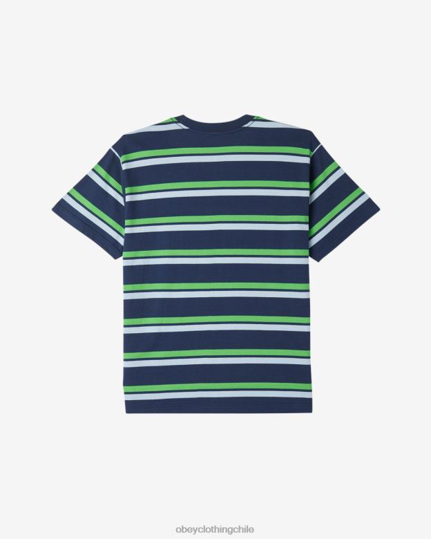 ropa 40VX106 hombres camiseta con rayas distanciadas OBEY academia marina