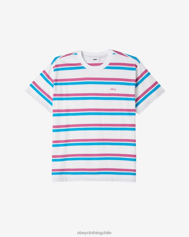 ropa 40VX107 hombres camiseta con rayas distanciadas OBEY blanco multicolor