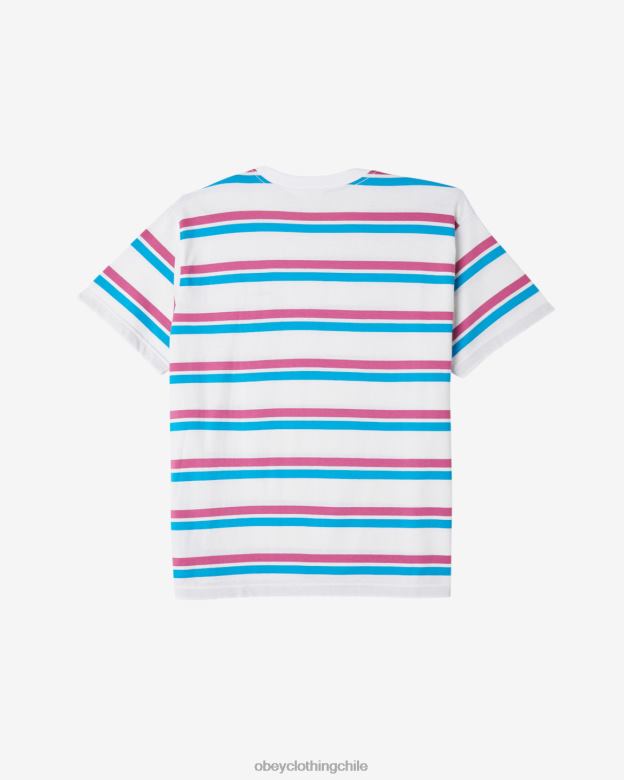 ropa 40VX107 hombres camiseta con rayas distanciadas OBEY blanco multicolor