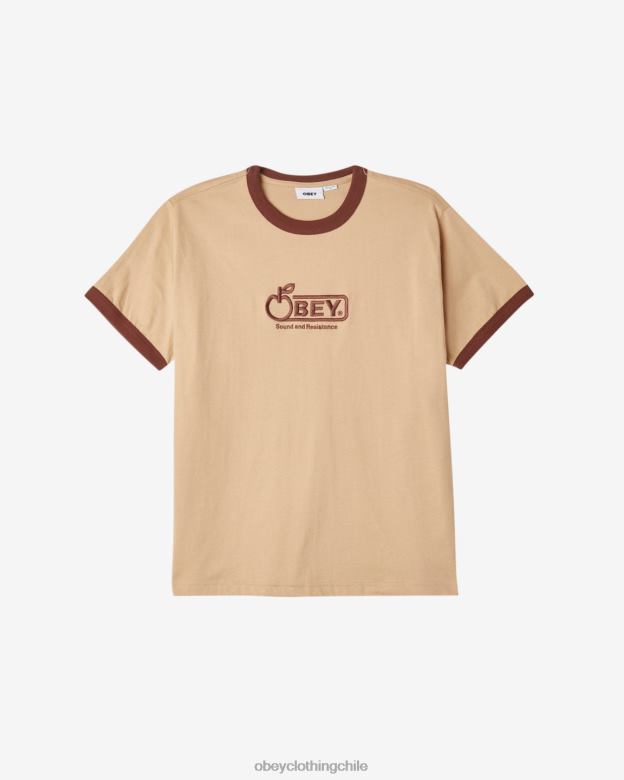 ropa 40VX110 hombres playeras ringer de bigwig sound OBEY crema irlandesa multi