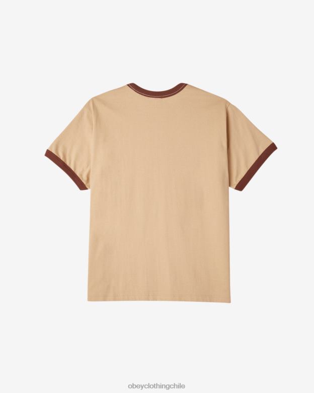 ropa 40VX110 hombres playeras ringer de bigwig sound OBEY crema irlandesa multi
