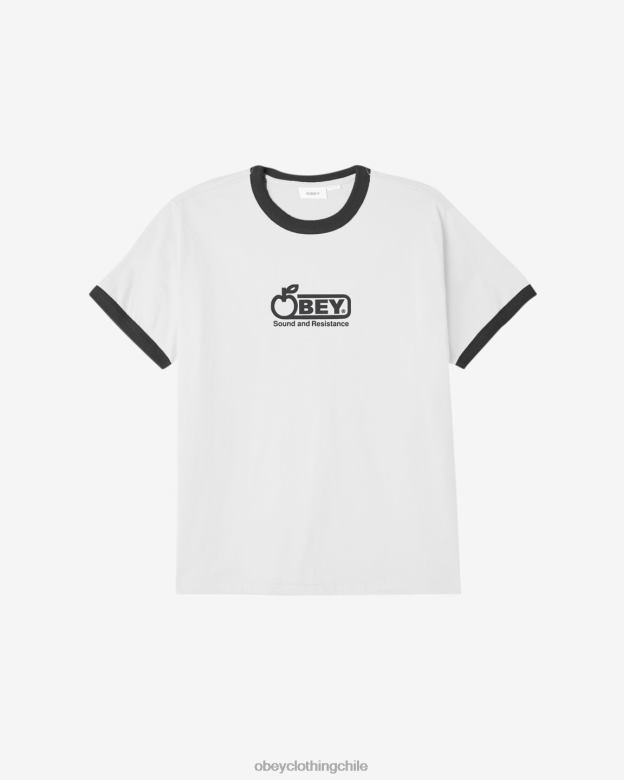 ropa 40VX111 hombres playeras ringer de bigwig sound OBEY blanco multicolor