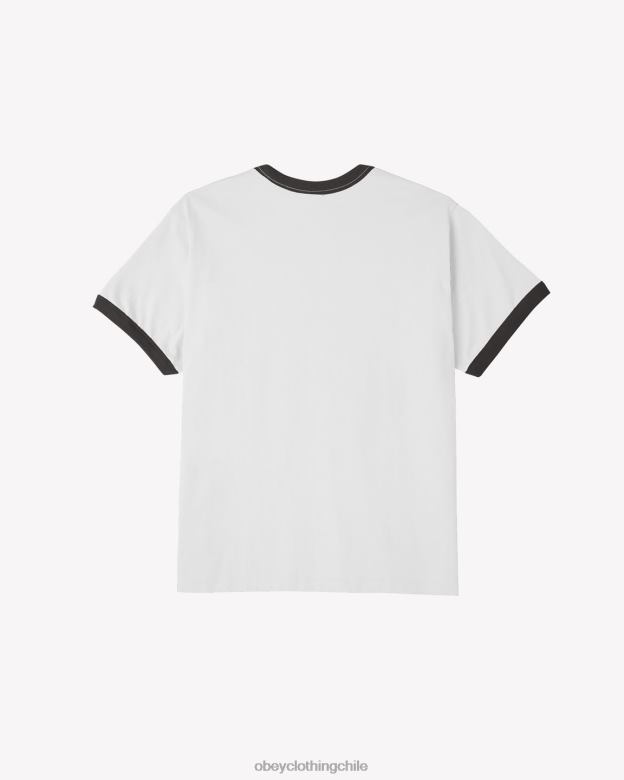 ropa 40VX111 hombres playeras ringer de bigwig sound OBEY blanco multicolor
