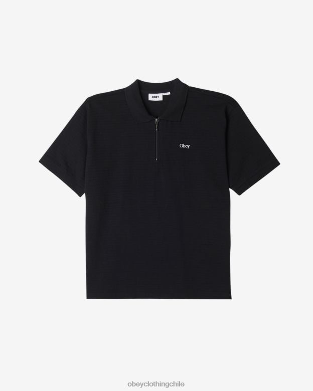 ropa 40VX115 hombres polo con cremallera de escape OBEY negro