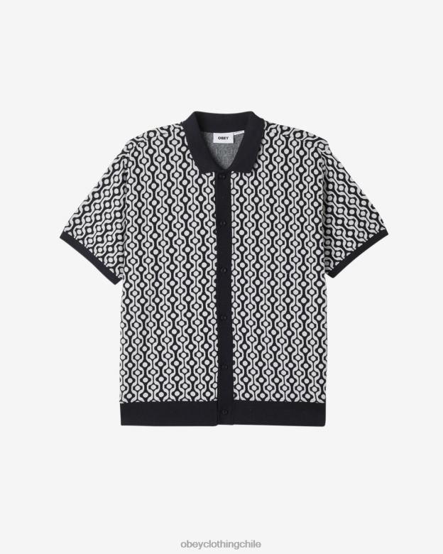 ropa 40VX117 hombres polo con botón testamento en la parte delantera OBEY negro múltiple