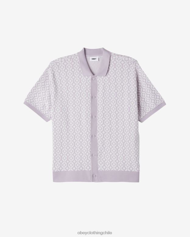 ropa 40VX118 hombres polo con botón testamento en la parte delantera OBEY pétalos de orquídeas múltiples