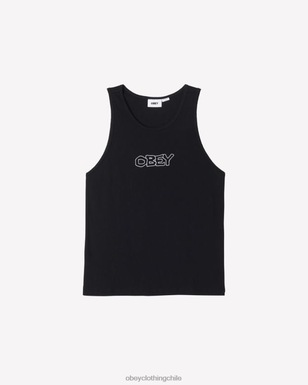 ropa 40VX123 hombres tanque de costillas traza OBEY negro